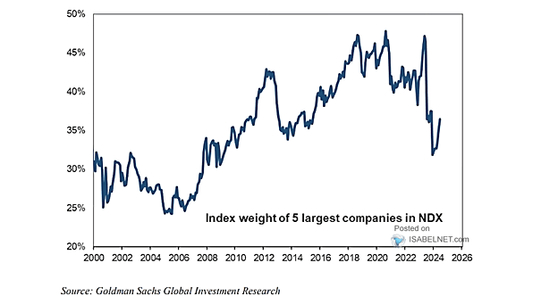 Index Weight of 5 Largest Companies in Nasdaq 100