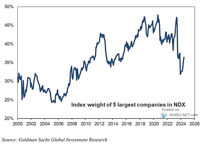 Index Weight of 5 Largest Companies in Nasdaq 100